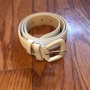 White Longchamp Leather Belt